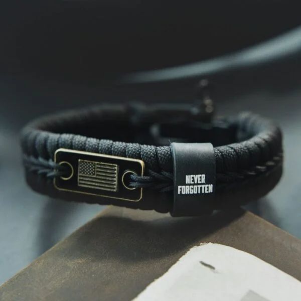 Band Of Brothers Never Forgotten Black Paracord Bracelets - Set of 3: Helps Pair Veterans with Service or Shelter Dogs - Image 3