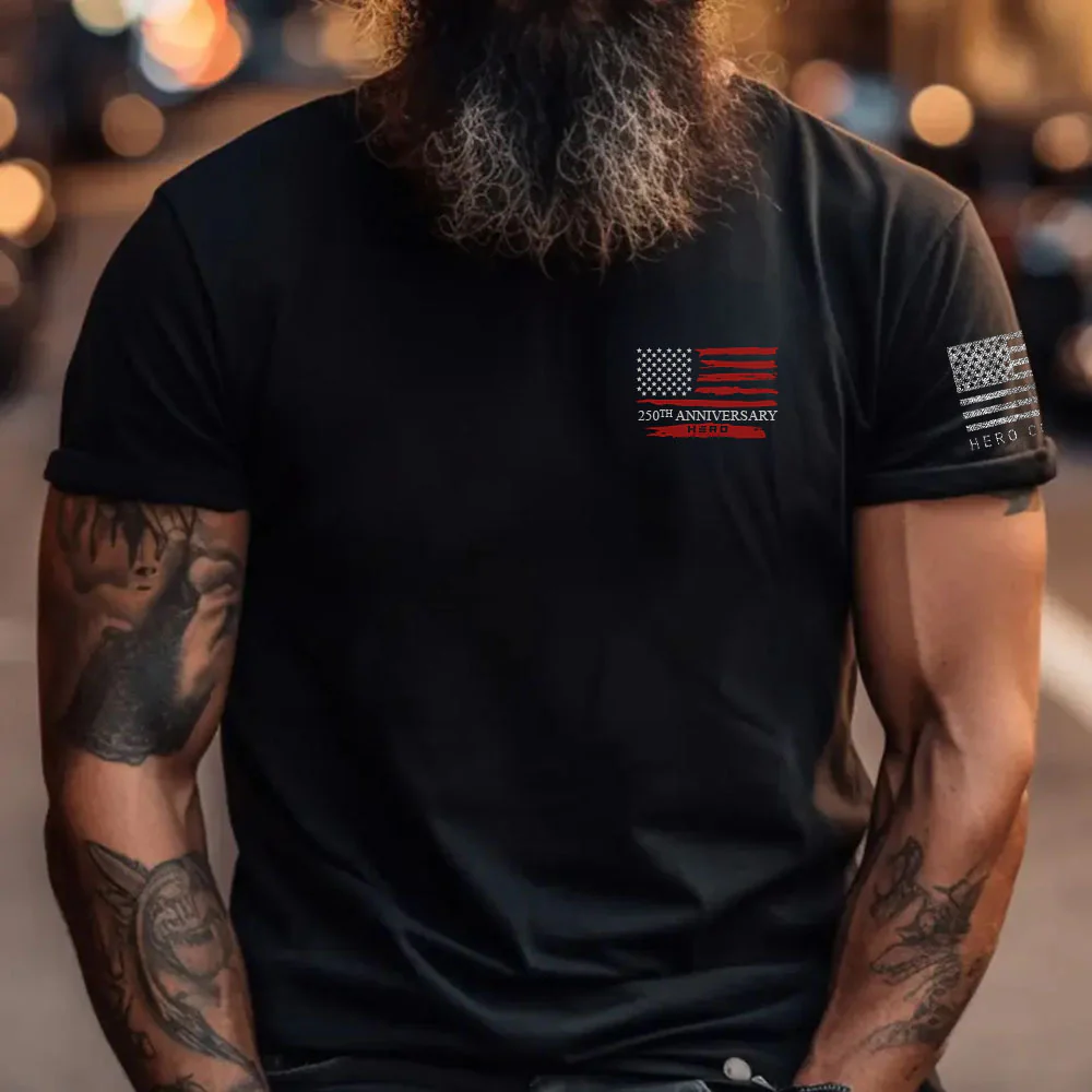 Hero Company Men's USA 250th Anniversary Black Tee - Helps Pair Veterans With A Service Dog or Shelter Dog - Image 2