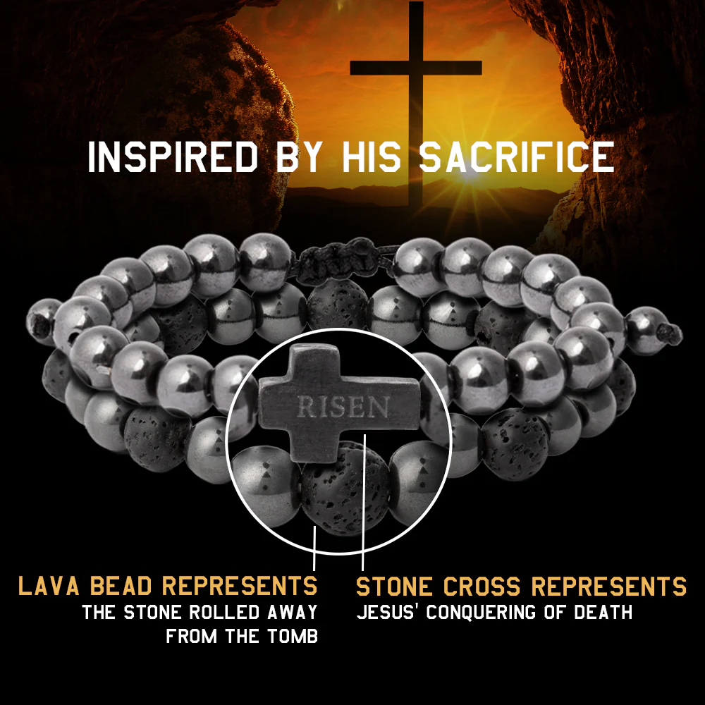 He Is Risen Cross Magnetic Titanium Bracelet Set : Helps Pair Veterans With A Service Dog Or Shelter Dog - Image 3