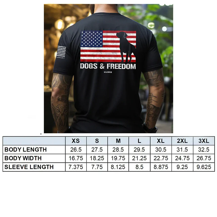 Hero Company American Flag Dogs & Freedom Black Tee: Helps Pair Veterans With A Service Dog or Shelter Dog - Image 4