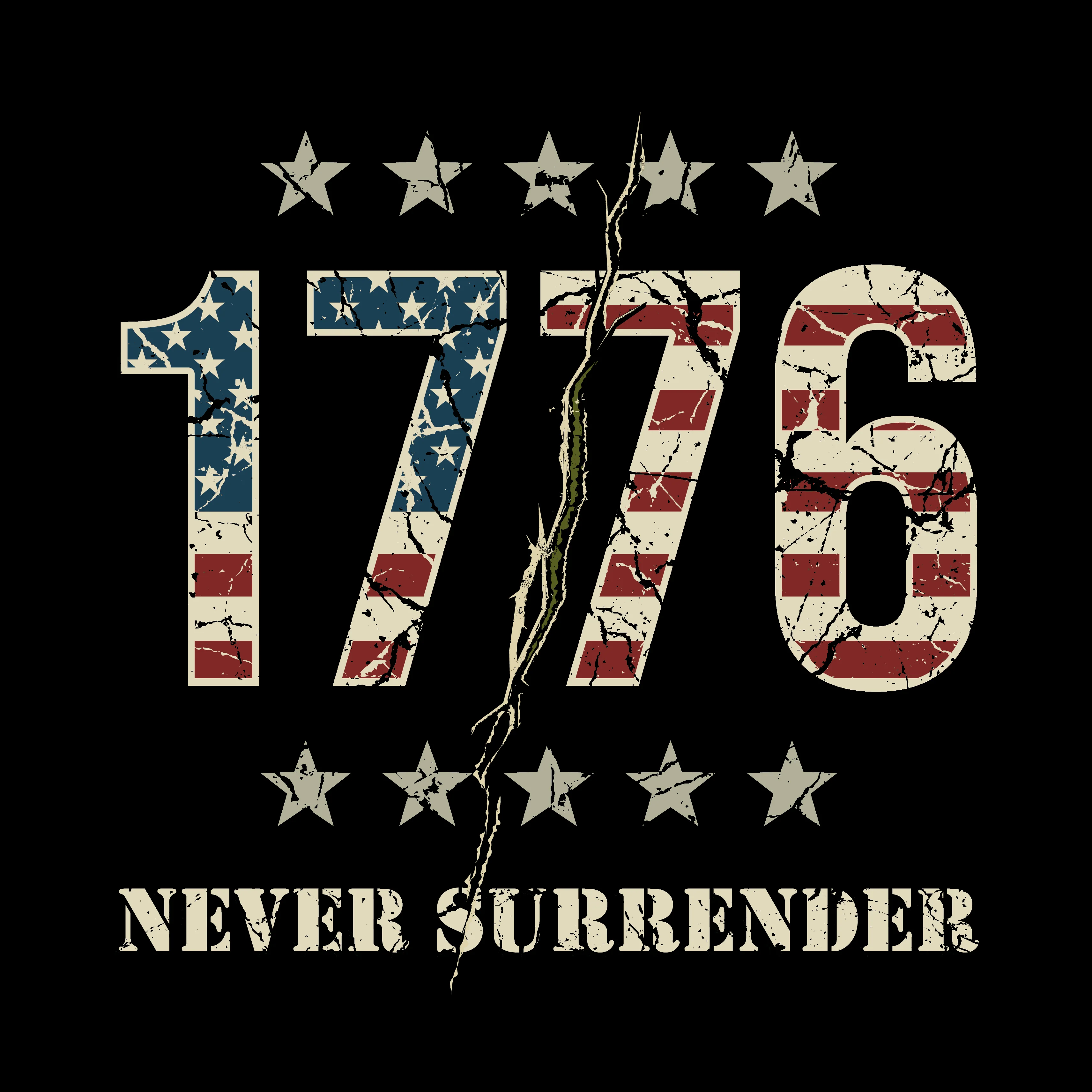 Hero Company Men's 1776 Never Surrender Black Tee - Helps Pair Veterans With A Service Dog or Shelter Dog - Image 2