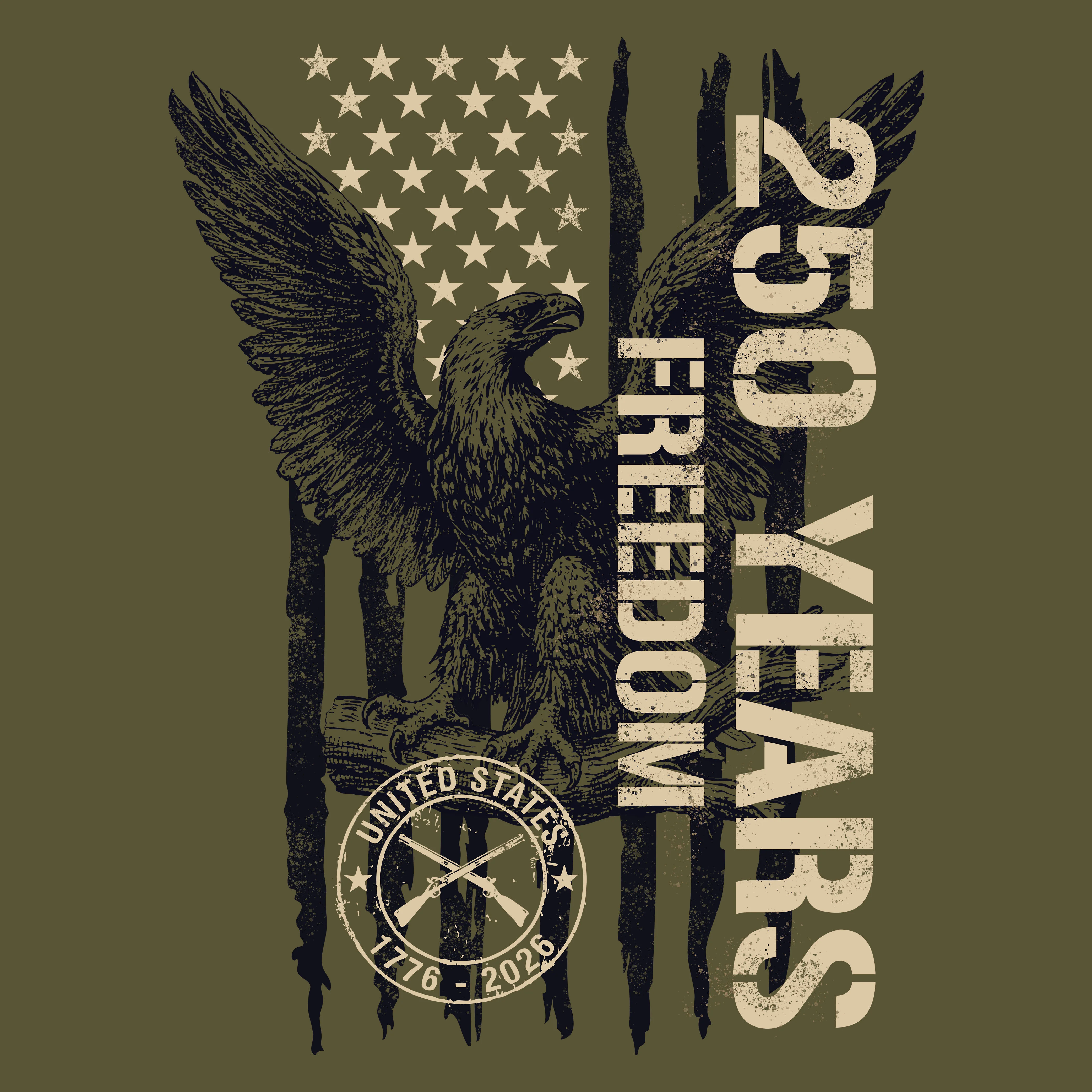 Hero Company Men's 250 Years Of Freedom Military Green Tee - Helps Pair Veterans With A Service Dog or Shelter Dog - Image 3