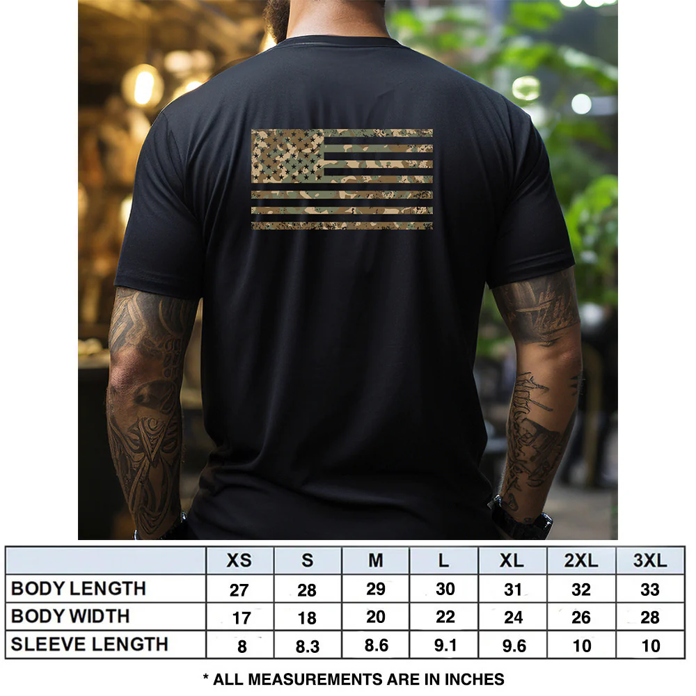 Hero Company Men's Camo American Flag Black Tee - Helps Pair Veterans With A Service Dog or Shelter Dog - Image 3