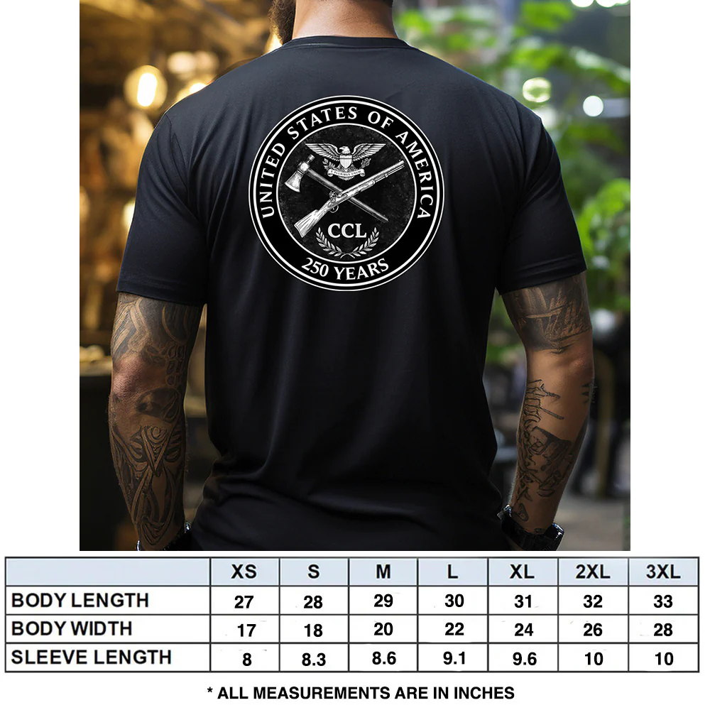Hero Company Men's CCL USA 250 Years Black Tee - Helps Pair Veterans With A Service Dog or Shelter Dog - Image 4