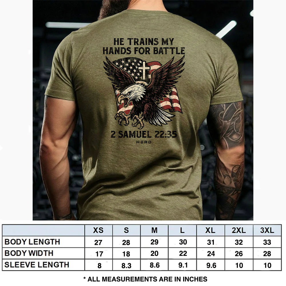 Hero Company Men's He Trains My Hands For Battle Military Green Tee - Helps Pair Veterans With A Service Dog or Shelter Dog - Image 4