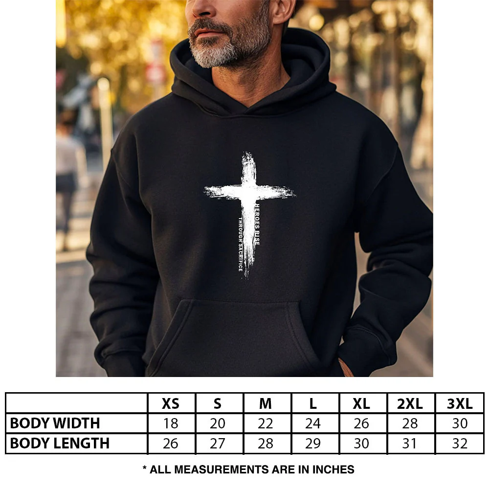Hero Company Men's Heroes Rise Through Sacrifice Black Premium Hoodie - Helps Pair Veterans With A Service Dog or Shelter Dog - Image 2