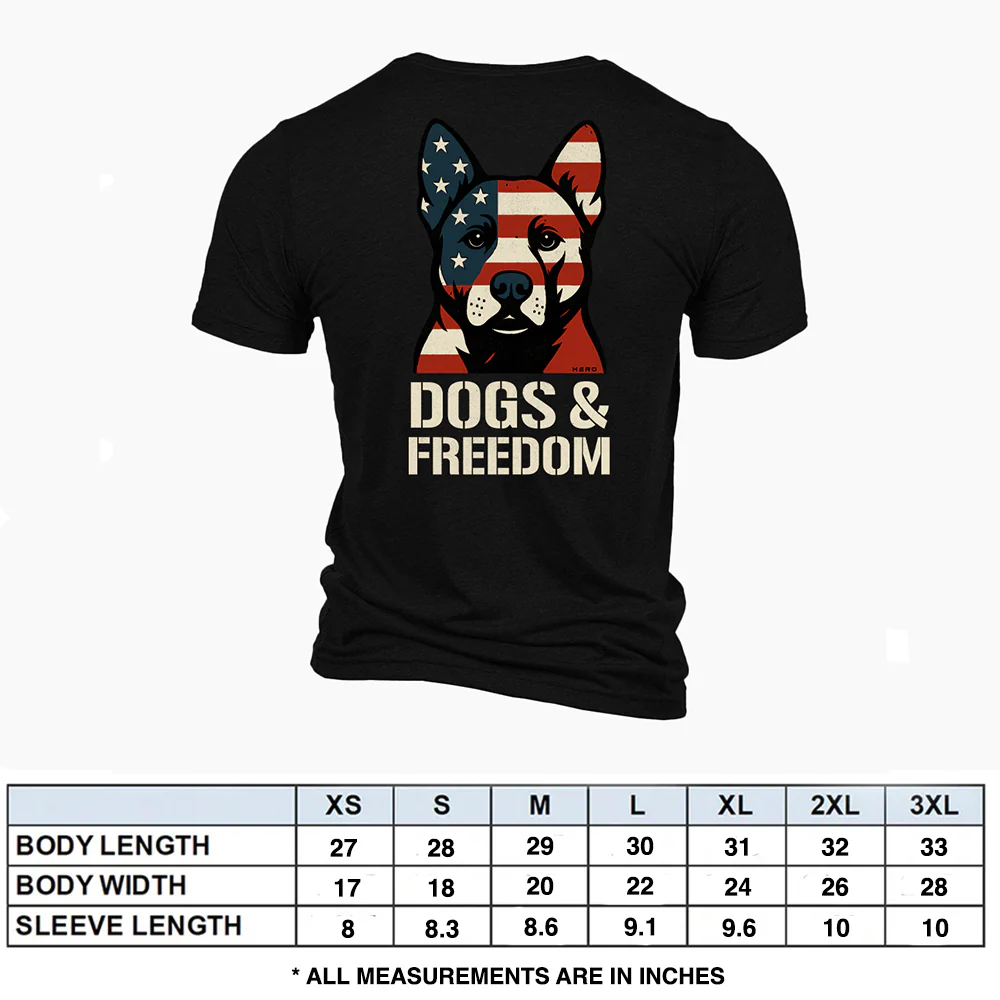 Hero Company Men's Patriotic Dogs & Freedom Black Tee - Helps Pair Veterans With A Service Dog or Shelter Dog - Image 3