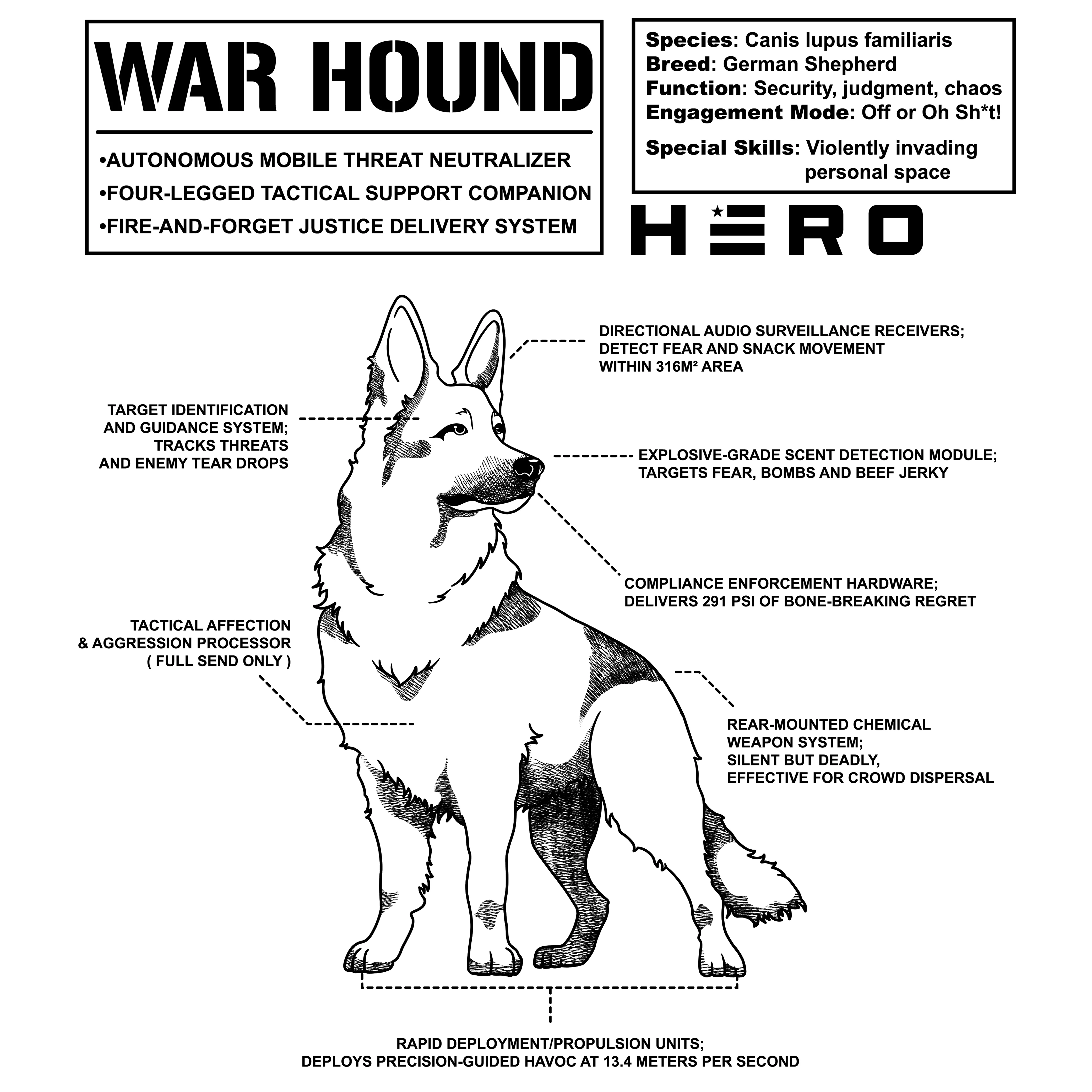 Hero Company Men's War Hound Black Tee - Helps Pair Veterans With A Service Dog or Shelter Dog - Image 8