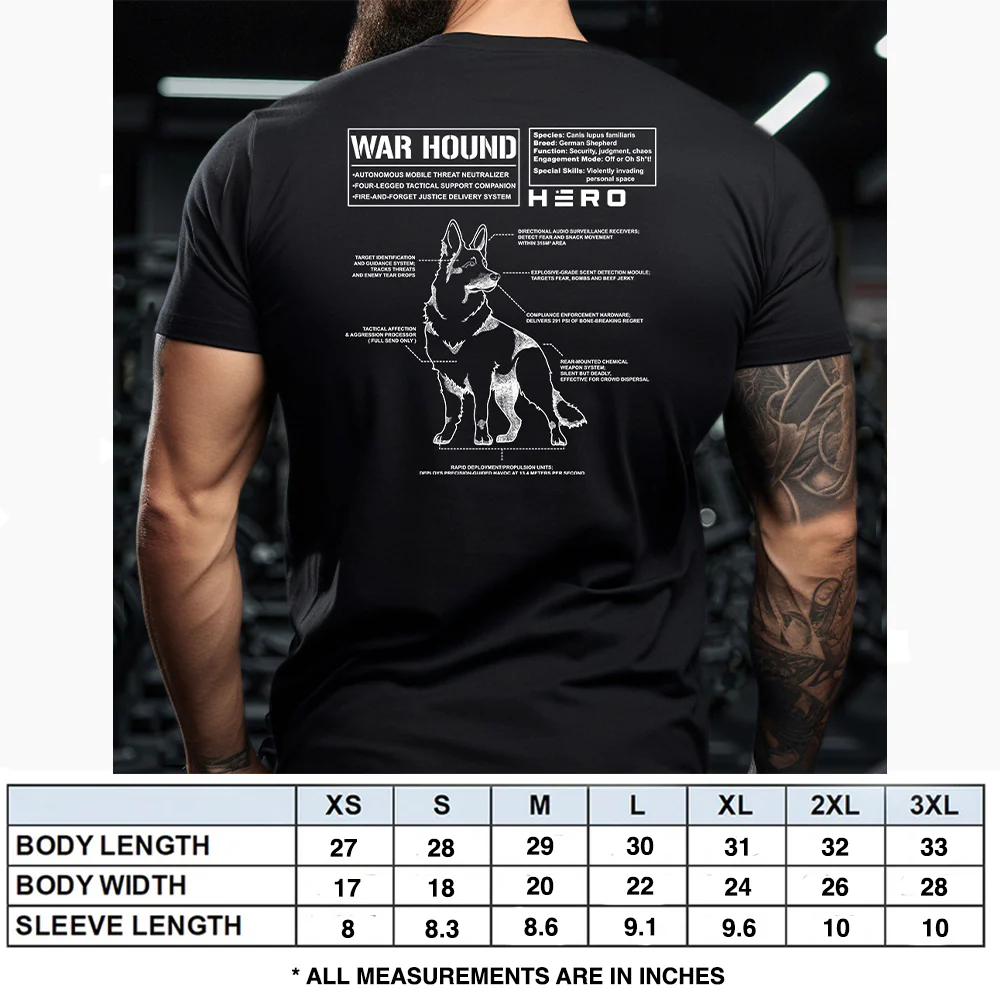 Hero Company Men's War Hound Black Tee - Helps Pair Veterans With A Service Dog or Shelter Dog - Image 16