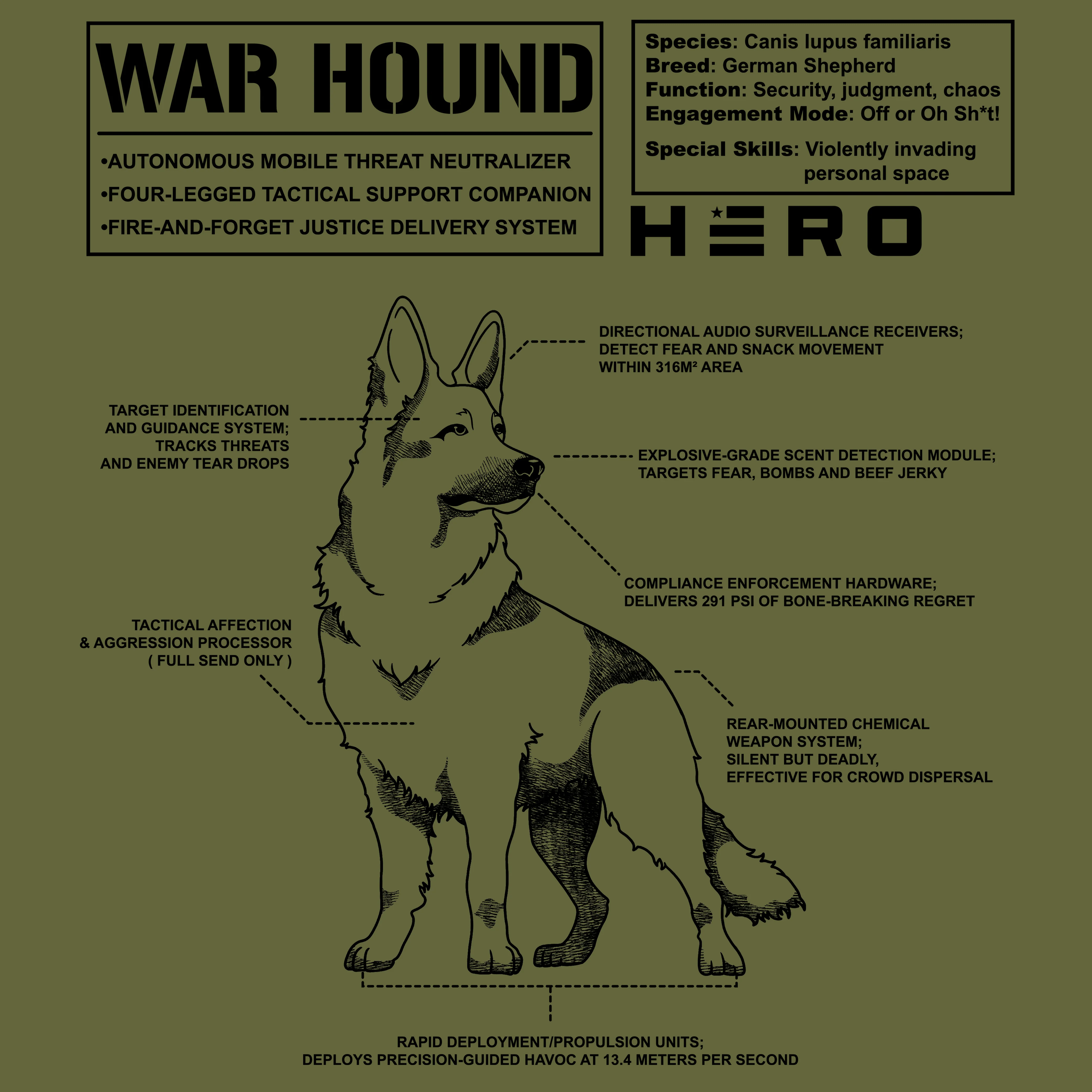 Hero Company Men's War Hound Black Tee - Helps Pair Veterans With A Service Dog or Shelter Dog - Image 14