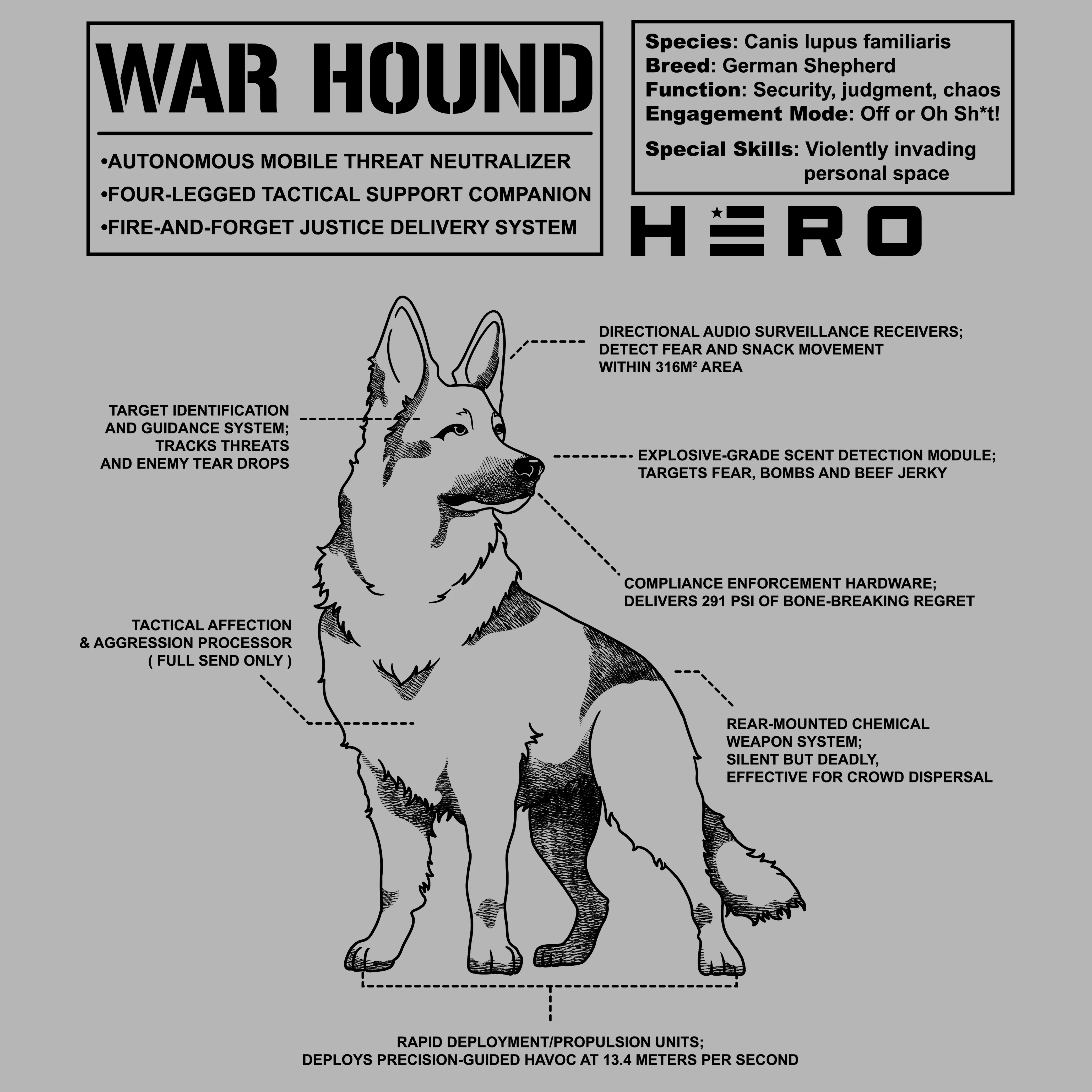 Hero Company Men's War Hound Black Tee - Helps Pair Veterans With A Service Dog or Shelter Dog - Image 11