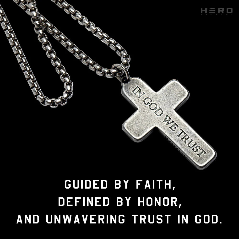 In God We Trust - American Flag Cross Necklace - Antique Silver: Helps Pair Veterans With A Service Dog Or Shelter Dog - Image 3