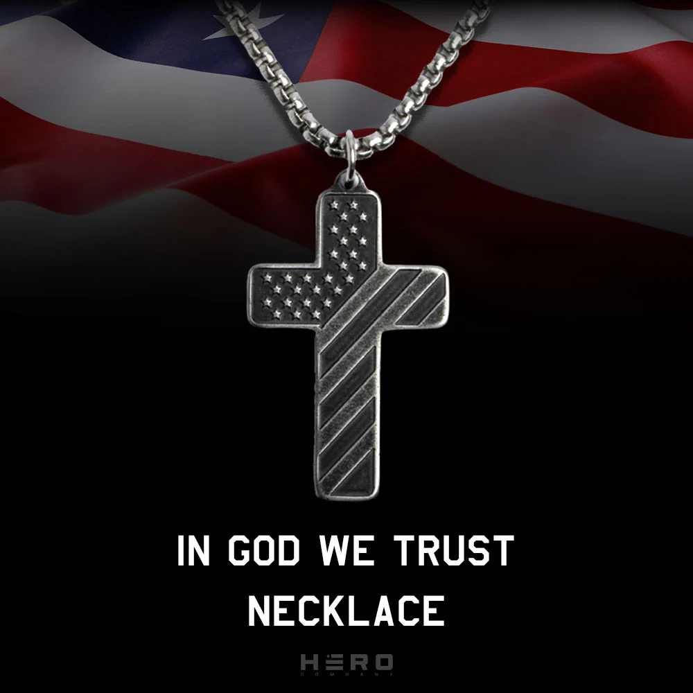 In God We Trust - American Flag Cross Necklace - Antique Silver: Helps Pair Veterans With A Service Dog Or Shelter Dog - Image 6