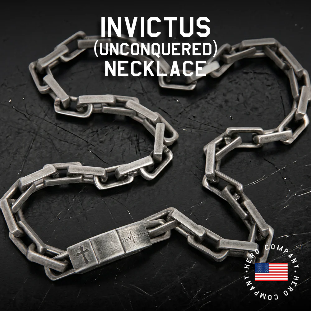 Invictus Unconquered Square Link Necklace: Helps Pair Veterans With A Service Dog Or Shelter Dog - Image 4